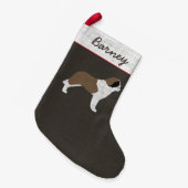 サンベルナール峠犬のシルエットのパーソナライズな休日 スモールクリスマスストッキング (正面 (吊り時))