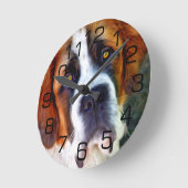 サンベルナール峠犬の絵画 ラウンド壁時計 (傾斜)