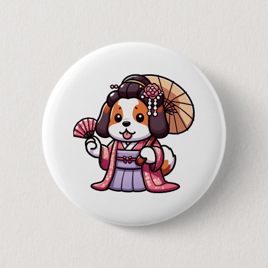 サンベルナール犬着物 缶バッジ (正面)