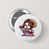 サンベルナール犬着物 缶バッジ (正面&裏面)