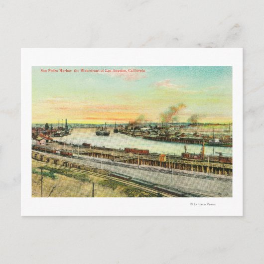 サンペドロハーバーの空中表示 ポストカード (正面)
