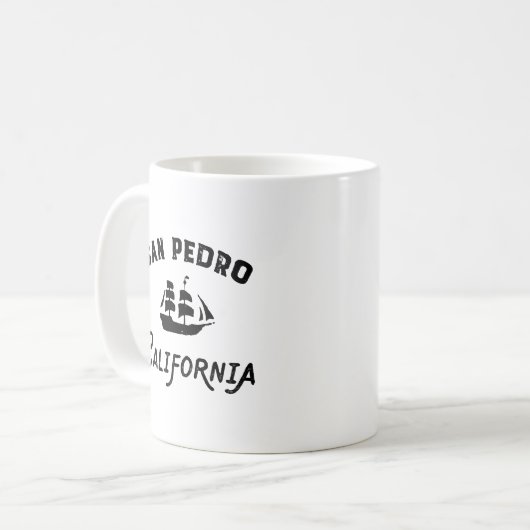 サンペドロ港ロサンゼルスカリフォルニアのトールシップ コーヒーマグカップ (正面左)