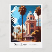 サンホセカリフォルニアトラベルヴィンテージイラストレーション ポストカード (正面)