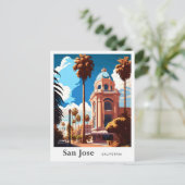 サンホセカリフォルニアトラベルヴィンテージイラストレーション ポストカード (スタンド正面)