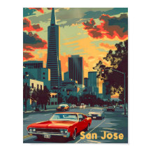 サンホセカリフォルニアヴィンテージトラベルイラストレーション
