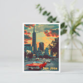 サンホセカリフォルニアヴィンテージトラベルイラストレーション ポストカード (スタンド正面)