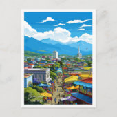 サンホセコスタリカヴィンテージトラベルイラストレーション ポストカード (正面)