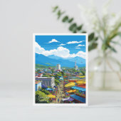 サンホセコスタリカヴィンテージトラベルイラストレーション ポストカード (スタンド正面)