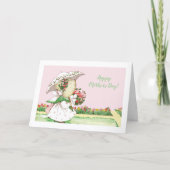 サンボネットの女の子パラソル母の日 カード (正面)