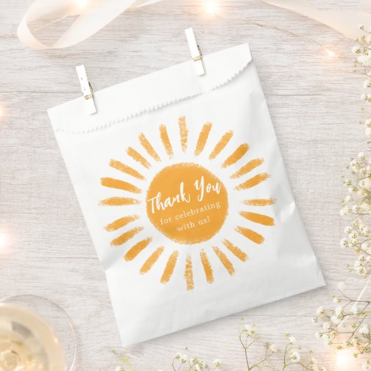 サンボホサンシャインベビーシャワーのお願い フェイバーバッグ (クリップ留めされた状態)