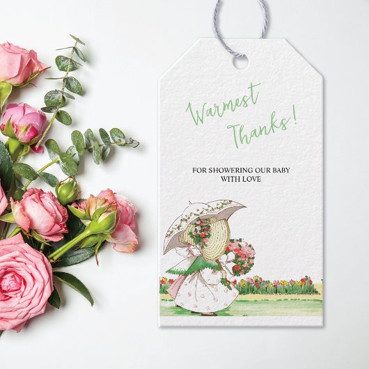 サンボンネットガールズベビーシャワーありがとうギフトラベル ギフトタグ