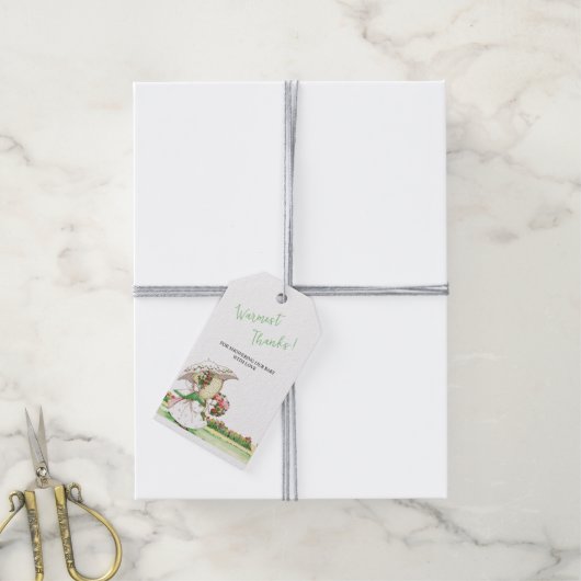 サンボンネットガールズベビーシャワーありがとうギフトラベル ギフトタグ (より糸付き)