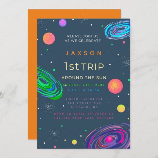 サンボーイのまわりに誕生日パーティー1回目 招待状 (正面/裏面)