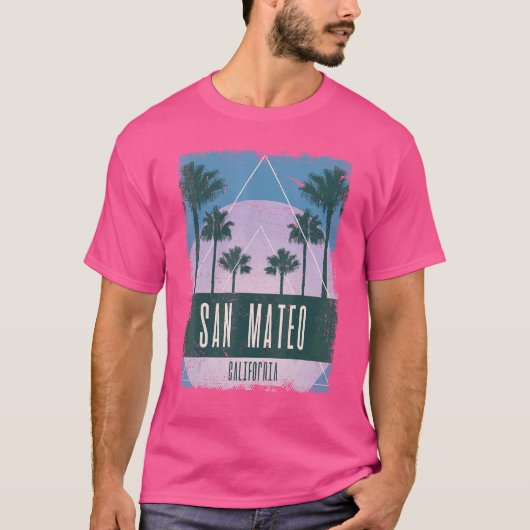 サンマテオカリフォルニアCAヴィンテージVAPORWAVEレトロ80 Tシャツ (正面)