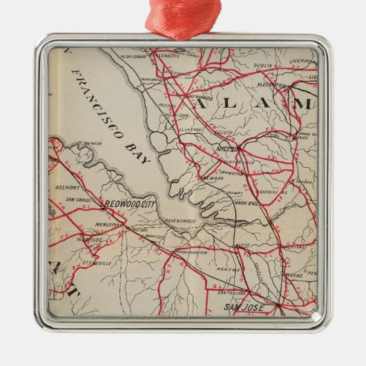 サンマテオ,サンタクルス,サンタクララ,アラメダ メタルオーナメント (正面)