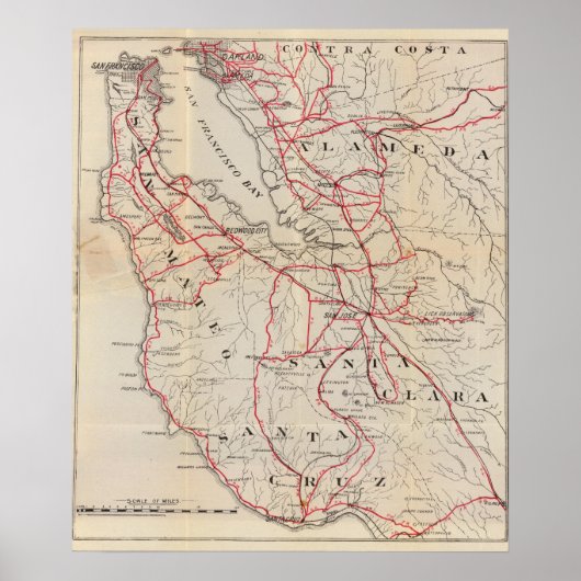 サンマテオ、サンタクルーズ、サンタクララ、アラメダ ポスター (正面)