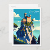 サンマリノイタリアヴィンテージ旅行イラストレーション ポストカード (正面/裏面)