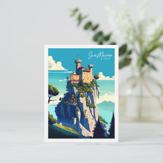 サンマリノイタリアヴィンテージ旅行イラストレーション ポストカード (スタンド正面)