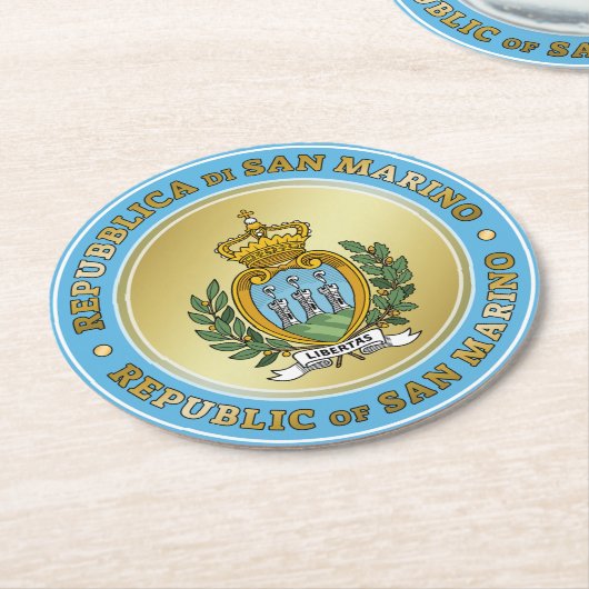 サンマリノコートオブアームズ ラウンドペーパーコースター (アングル)