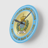 サンマリノコートオブアームズ ラウンド壁時計 (傾斜)