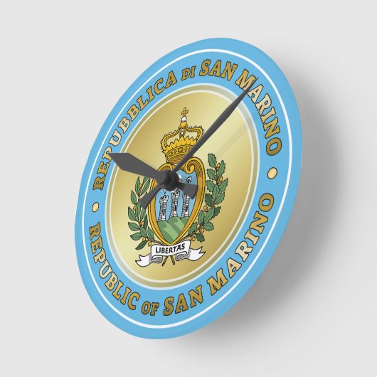 サンマリノコートオブアームズ ラウンド壁時計 (傾斜)