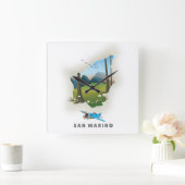 サンマリノ図解入りの、写真付きの旅行ポスター。 スクエア壁時計 (ホーム)