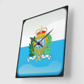 サンマリノ国旗 スクエア壁時計 (傾斜)