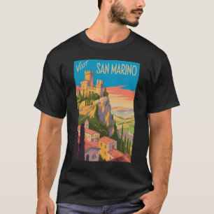 サンマリノ城イラスト 旅行アート ヴィンテージ Tシャツ