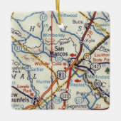 サンマルコステキサス州ヴィンテージの地図 セラミックオーナメント (正面)