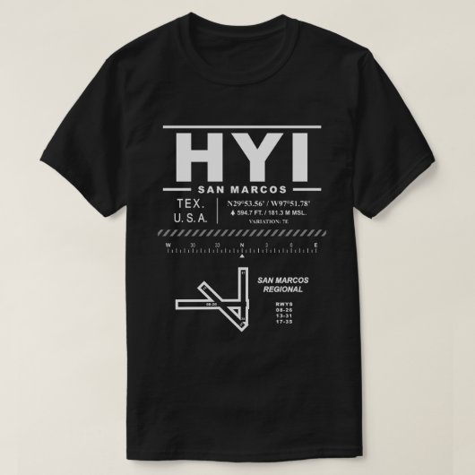 サンマルコス地域空港 HYI Tシャツ (デザイン正面)
