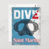 サンマルティンヴィンテージスキューバダイビングマスク ポストカード (正面/裏面)