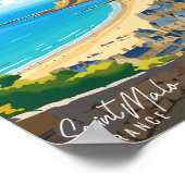 サンマロフランスヴィンテージ旅行イラストレーション ポスター (角)