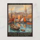 サンマロフランス – ヴィンテージフランスの旅行ポスター ポストカード (正面)