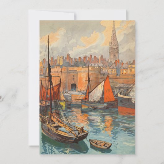 サンマロ,フランス,ヴィンテージ旅行ポスターアート (正面)