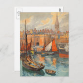 サンマロ,フランス,ヴィンテージ旅行ポスターアート ポストカード (正面/裏面)