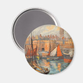 サンマロ,フランス,ヴィンテージ旅行ポスターアート マグネット (正面/裏面)