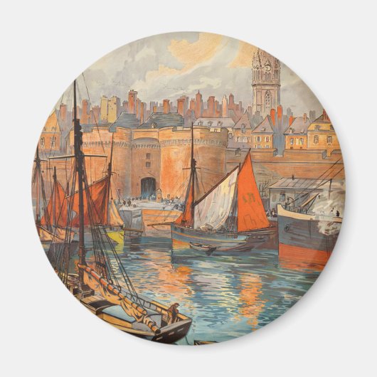 サンマロ,フランス,ヴィンテージ旅行ポスターアート マグネット (正面)