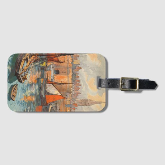 サンマロ,フランス,ヴィンテージ旅行ポスターアート ラゲッジタグ (正面横)