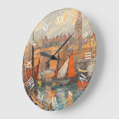 サンマロ，フランス，ヴィンテージ旅行ポスターアート ラージ壁時計 (傾斜)