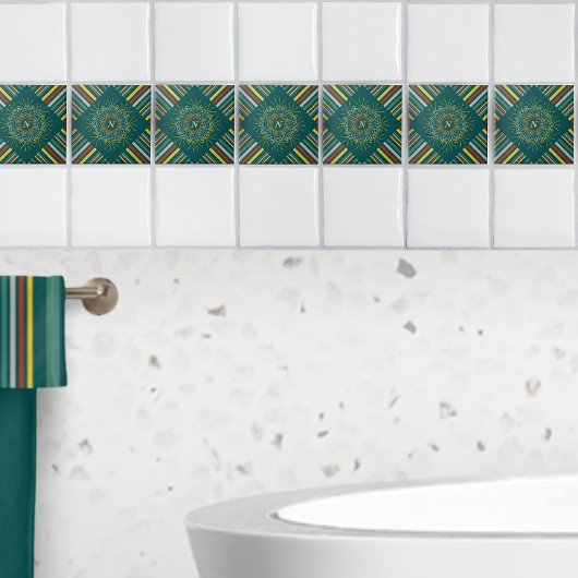 サンマンダラの下のストライプ動パーソナライズされた物 タイル