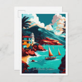 サンマーテンカリブの旅行イラストレーション ポストカード (正面/裏面)