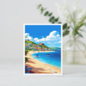 サンマーテンヴィンテージ旅行イラストレーション ポストカード (スタンド正面)