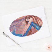 サンマーメイドステッカーにタッチBy Renee 楕円形シール (封筒)