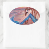 サンマーメイドステッカーにタッチBy Renee 楕円形シール (バッグ)