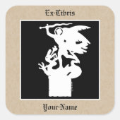 サンミカエル&ドラゴン（ホワイト）蔵書票 スクエアシール (正面)