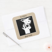 サンミカエル&ドラゴン（ホワイト）蔵書票 スクエアシール (封筒)