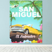サンミゲルエルサルバドルのヴィンテージ旅行ポスター キャンバスプリント (インサイチュ (ウッドフロア))