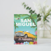 サンミゲルエルサルバドルのヴィンテージ旅行ポスター ポストカード (スタンド正面)