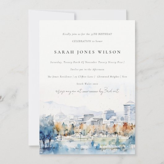 サンミニマルノゼ、カリフォルニア州ウォーター誕生日 招待状 (正面)