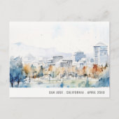 サンミニマルノゼ、カリフォルニア州水彩旅行 ポストカード (正面)